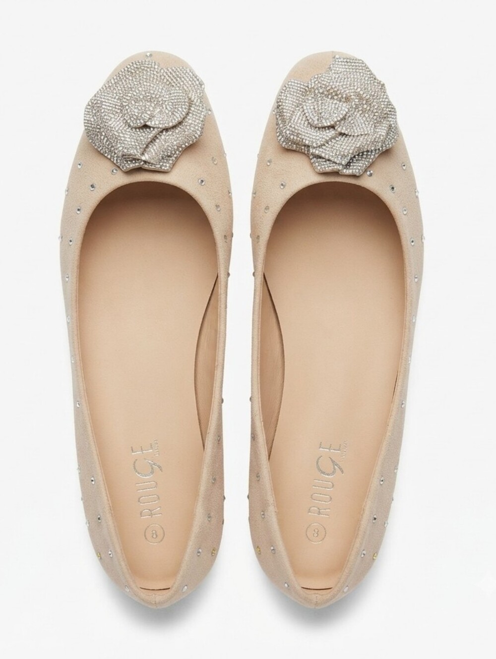 NIB Rouge Embellished Flower Low Block Heels